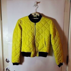French Connection Size 0 green Neon Bomber Jacket